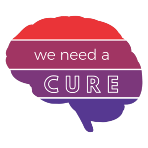 Ombre red and purple brain, we need a cure. Donate today to help fund cures for epilepsy.